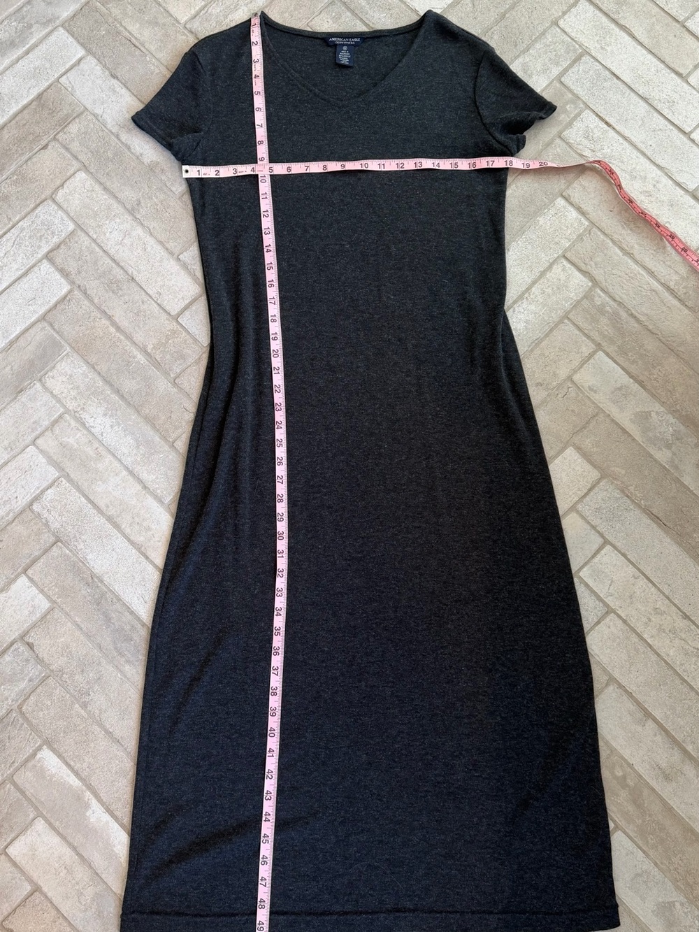 American Eagle Charcoal Wool Blend Knit Maxi Dress M - Picture 2 of 5